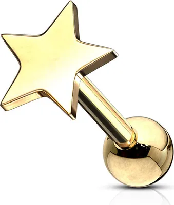 Produktbild von Helix & Tragus Ohr Piercing „Stern“ Gold