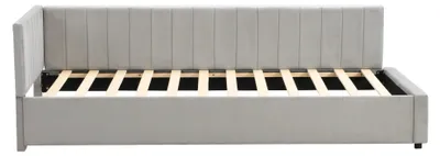 Obrázek produktu pro Rozkládací pohovka, sametová látka, moderní design, ŠEDÁ, jedno sedadlo