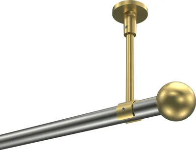 Produktbild von Interdeco Gardinenstange / Vorhangstange Edelstahl-Optik / Messing-Optik, Typ Sonette Luino (Kugel) ohne Ringe, Deckenmontage, 20 mm Ø 1-läufig, 420 cm