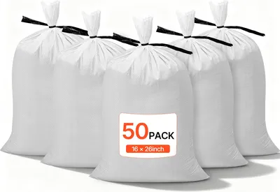 Produktbild von VEVOR Sandsäcke für Hochwasser, 50er-Pack, 400x660 mm, Gewebesäcke mit Bändern, 22,6 kg Tragkraft, Polypropylen-Hochwasssersandsäcke, reißfest & UV-beständig, für Hochwasserschutzbarrieren