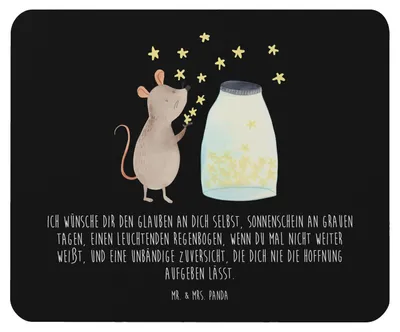 Produktbild von Mr. & Mrs. Panda Mauspad Maus Sterne - Schwarz - Geschenk, laptop, Mouse Pad, pc, Lustige Sprüche, Mousepad, Geburtstag, Schwangerschaft, Träume, notebook, Geburt