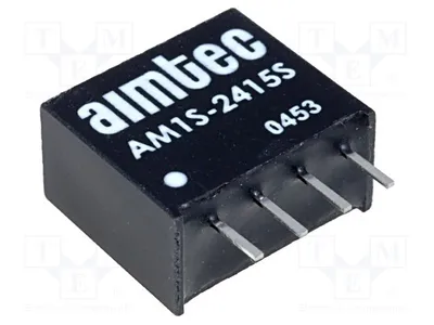 Obrázek produktu pro 1x Měnič: DC/DC, 15 V DC, 1 W, výstupní proud 67 mA, pouzdro SIP4, provozní napětí 21,6 ÷ 26,4 V, hmotnost 1,8 g, model AM1S-2415SZ, DC/DC měnič