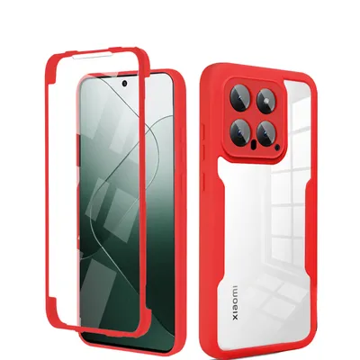 Produktbild von 360° Grad Hülle für Xiaomi 14 Handyhülle vollschutz Integriertem Displayschutz Rot