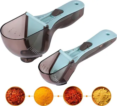 Produktbild von Messbecher-Set und Messlöffel, 2er-Set Messbecher, verstellbare Messskalen – magnetischer Teelöffel Esslöffel für Küche, Kochen, Backen