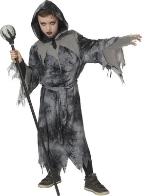Image de Ghul gris - costume de faucheur fantôme pour enfants taille : 164