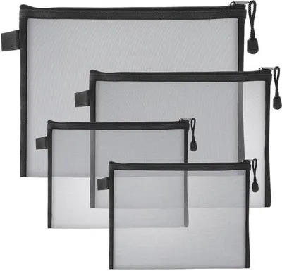 Produktbild von 4-teilig Reise-Set mit Ripp-Taschen, 3-Teil-Mesh-Taschen, Mini-Makeup-Organizer, tragbarer Reisekoffer, Geldbörse mit Rippverschluss, für Kosmetik und Reisebedarf