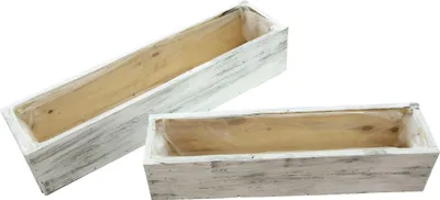 Produktbild von Pflanzer Shabby-White 2er Set Blumenkasten Pflanzkorb Pflanzschale Blumentopf