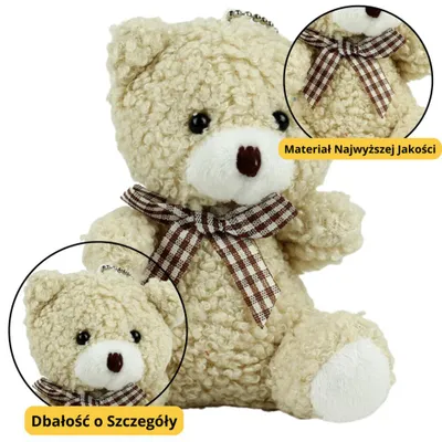 Image de Peluche ours porte-clés pendentif décoration beige 8 cm
