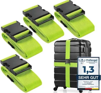 Produktbild von Famanu Kofferriemen Set 4 Stück - Neon-Grün, Nylon, Verstellbar