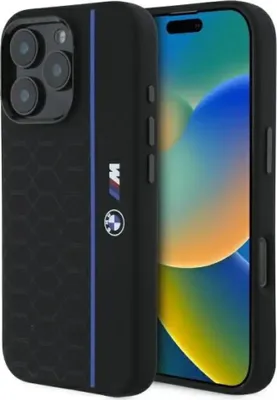 Produktbild von Etui Bmw Silikon Sechseck blaue Linie Magsafe Na Iphone 16 Pro Max - Czarne