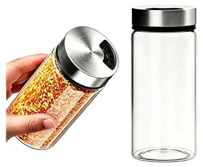 Produktbild von Salz- und Pfefferstreuer Set aus Glas, 4-in-1 mit Edelstahl Deckel