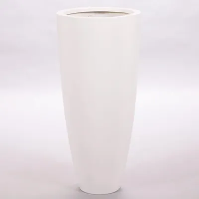 Produktbild von Elegant Einrichten | Pflanzkübel | Fiberglas | rund konisch | D38xH80cm | perlmutt weiß.