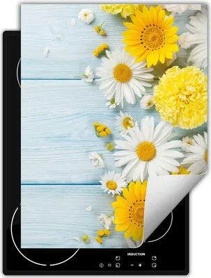 Produktbild von DarHaus Herdabdeckplatte Einteilig Küche Abdeckplatte für Glaskeramikfeld Abdeckung Induktionskochfeld Aufrollbare Matte 40x52 cm, Blumen - Holz