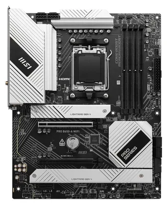 Obrázek produktu pro MSI PRO B650-A WIFI, AMD, Zásuvka AM5, AMD Ryzen 7000 Series, AMD Ryzen 8000 Series, AMD Ryzen 9000 Series, Zásuvka AM5, 256 GB, DDR5-SDRAM