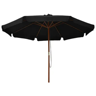 Image de vidaXL Parasol avec mât en bois 330 cm noir
