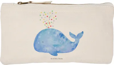 Produktbild von Mr. & Mrs. Panda Kulturbeutel Wal Konfetti Größe S Klein - Weiß - Geschenk, Pouch, Täschchen, Kosmetiktasche, Motivation, Federtasche, Make-Up Tasche, Trennung, Diät