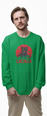 Produktbild von D&B Design Uni Pullover SWST00005 Catzilla Grün-Größe M