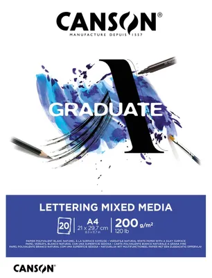 Produktbild von CANSON Studienblock GRADUATE LETTERING MIXED MEDIA DIN A4 weiß 20 Blatt 200 g/qm