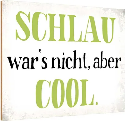 Produktbild von vianmo Holzschild 20x30 cm schlau war`s nicht aber cool Dekoration