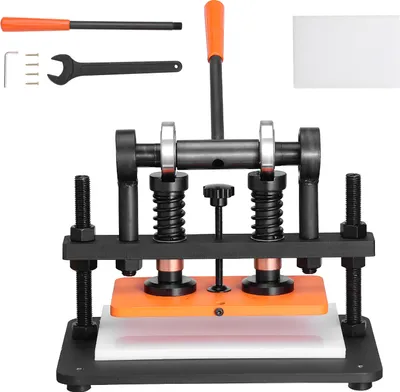 Produktbild von SucceBuy Lederschneidemaschine, 10,2 x 5,9 Zoll Prägeplatte, manuelle Stanzmaschine, 0,47 Zoll Druckhub Lederprägemaschine, Stanzmaschine mit zwei Führungswellen für verschiedene Materialien