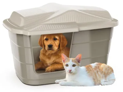 Produktbild von Katzenhaus Outdoor Hundehütte Hundehöhle kleine Hunde Wurfkiste für Katzen Hundehaus für drinnen Katzenhaus draussen Katzenhöhle Indoor Tierhaus Kleintierhaus Kunststoff