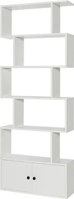 Image de Bibliothèque étagère sur pied avec portes 183 x 70 x 23 cm étagère de séparation à 5 niveaux blanc
