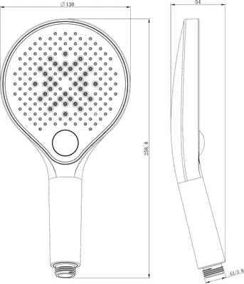 Produktbild von Handbrause HB153R - ABS - rund - Anti-Kalk - 3 Strahlarten, Farbe:Chrom / Schwarz matt