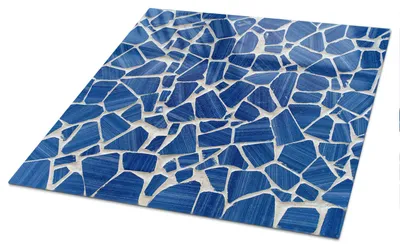 Produktbild von Bedruckte Glas Tischplatte 125x50 cm – Glas Tischplatte Küche – Tischplatte aus Sicherheitsglas – Glasplatte für Küchentisch – Moderne Tischplatte Glas – Dekorative Glastischplatte – Pflegeleichte Tischplatte Küche – Blaues Mosaik, KI-generiertes Bild
