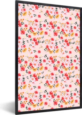 Produktbild von MuchoWow® MuchoWow® Gerahmtes Poster Blumen - Farben - Collage 20x30 cm - Poster mit zchwarzem Bilderrahmen - Drucken - Bilder Poster im Rahmen