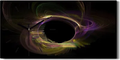 Produktbild von Dekor Leinwand Uhr Wandbilder Kunstdruck 60x30 digitales fraktales Kunst - schwarze Hände