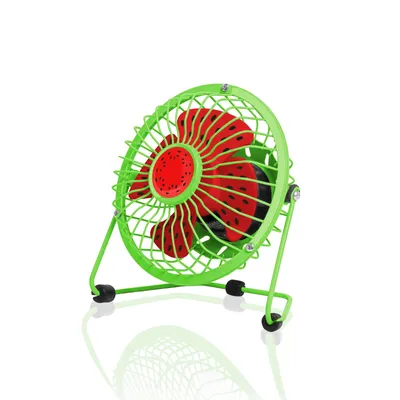 Zdjęcie produktu dla Mini wentylator USB - arbuz (zielono-czerwony, 13,5 cm, 0,5 W)