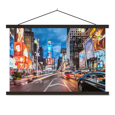 Produktbild von MuchoWow® Textilposter New York - Architektur - Nacht 90x60 cm mit schwarzem Rahmen - Aufhängungssatz