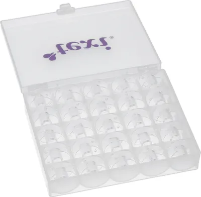 Obrázek produktu pro Sada 25 plastových cívek v krabičce pro Singer Curvy, Confidence, Briliance