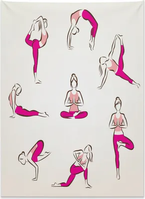 Produktbild von Abakuhaus Yoga Wandteppich, Pilates Übung Gesundheit aus Weiches Mikrofaser Stoff Kein Verblassen Klare Farben Waschbar, 110 x 150 cm, Kokosnuss Korallenrot Rosa
