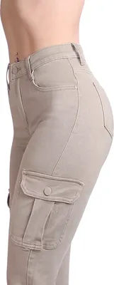 Produktbild von topschuhe24 2856 Damen Cargohose High Waist , Farbe:Beige, Größe:44 EU