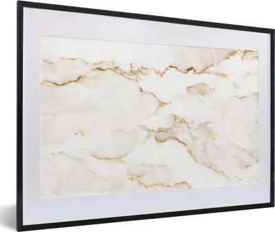 Produktbild von MuchoWow® Gerahmtes Poster Marmor - Limette - Gold - Luxus - Marmoroptik - Weiß 60x40 cm - Poster mit Schwarzem Bilderrahmen Wandposter Rahmen Foto Bilder - Schlafzimmer - Plakat in Rahmen - Drucken