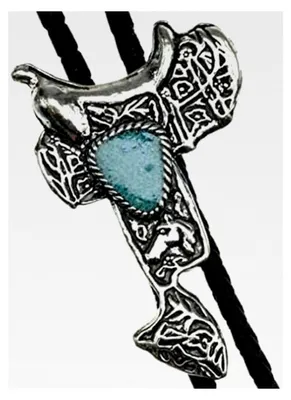 Produktbild von Bolo Tie Westernsattel, silber, türkis