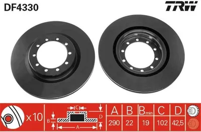 Produktbild von 2x TRW Bremsscheibe DF4330 für RENAULT Master Pro Kastenwagen (FH__) 42 5mm