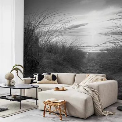 Produktbild von Vlies Fototapete - beach (black and white) 250x175 cm Landschaften 101103-1