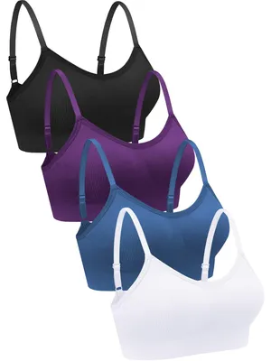 Imagen del producto de Solidchoice - Sujetador tipo bandeau acolchado para mujer - Camiseta elástica para usar debajo de la ropa - , morado, azul y blanco
