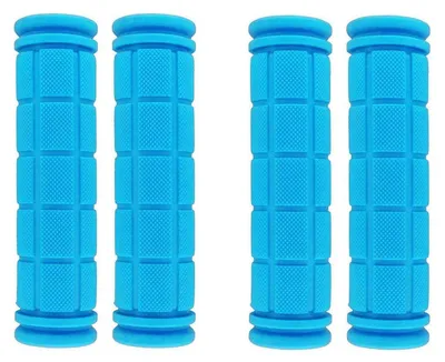 Immagine prodotto di Manopole antiscivolo per bicicletta, in gomma morbida, colore azzurro chiaro, confezione da 2 pezzi, lunghezza 115 mm