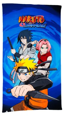 Produktbild von Theonoi Kinder - Handtuch Saunatuch Strandtuch Duschtuch Badetuch - 70 x 140 cm -Geschenk Jungen Mikrofaser (Naruto)