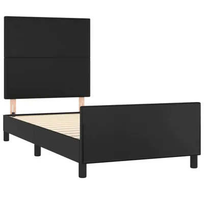 Produktbild von vidaXL Bettgestell mit Kopfteil Schwarz 90x190 cm Kunstleder