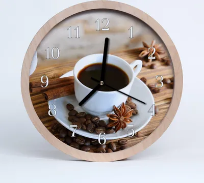 Produktbild von Holzuhr 30fi cm wanduhr - Kaffeetasse