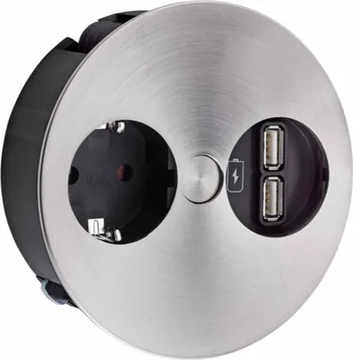 Produktbild von Twist USB A, mit Schukosteckdose, edelstahlfarbig