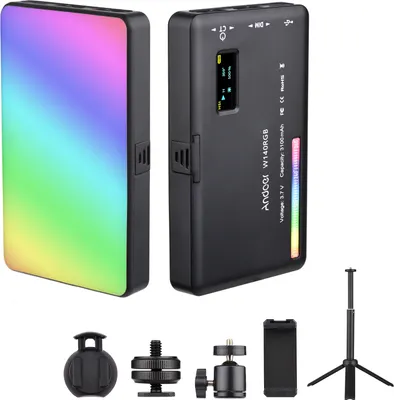 Produktbild von Andoer W140 RGB LED-Videobeleuchtungs-Kit Taschen-Videokonferenzbeleuchtung CRI95+ 2500K-9000K Dimmbar 20 Lichteffekte
