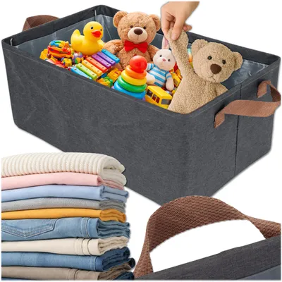 Immagine prodotto di KRUMAD Contenitore in tessuto pieghevole, 47x28x20 cm – Scatola organizzativa per armadi senza coperchio, ideale per abbigliamento e organizzazione dell'armadio, colore grigio