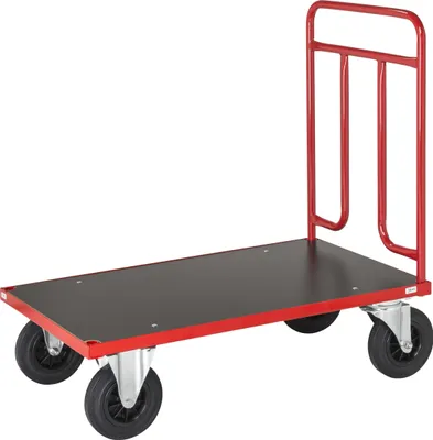 Produktbild von Kongamek Plattformwagen in rot 1000x600x1000mm mit Schiebegriff aus Stahlrohr und Gummibereifung ohne Bremse