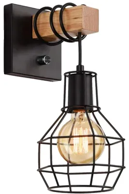 Immagine prodotto di Applique, stile industriale vintage, facile da installare, 1 applique, lampadina non inclusa