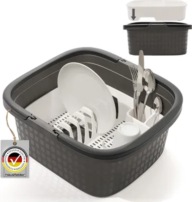 Produktbild von Camping Spülset, 2teilig, Spülwanne Anthrazit + Abtropfgitter weiß